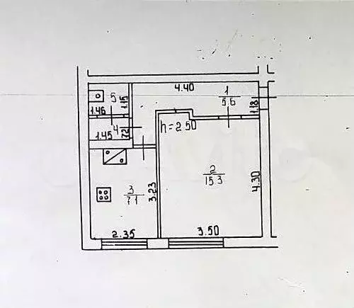 1-к. квартира, 30,7 м, 1/2 эт. - Фото 0