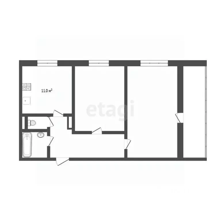 2-к кв. Тюменская область, Тюмень ул. Елизарова, 49 (50.4 м) - Фото 2