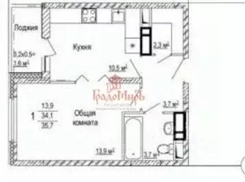 1-к кв. Московская область, Мытищи просп. Астрахова, 7 (35.7 м) - Фото 1