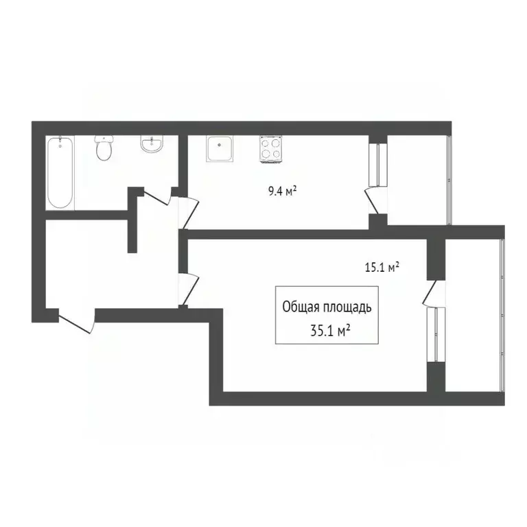 1-к кв. Томская область, Томский район, д. Кисловка, Северный мкр ул. ... - Фото 1