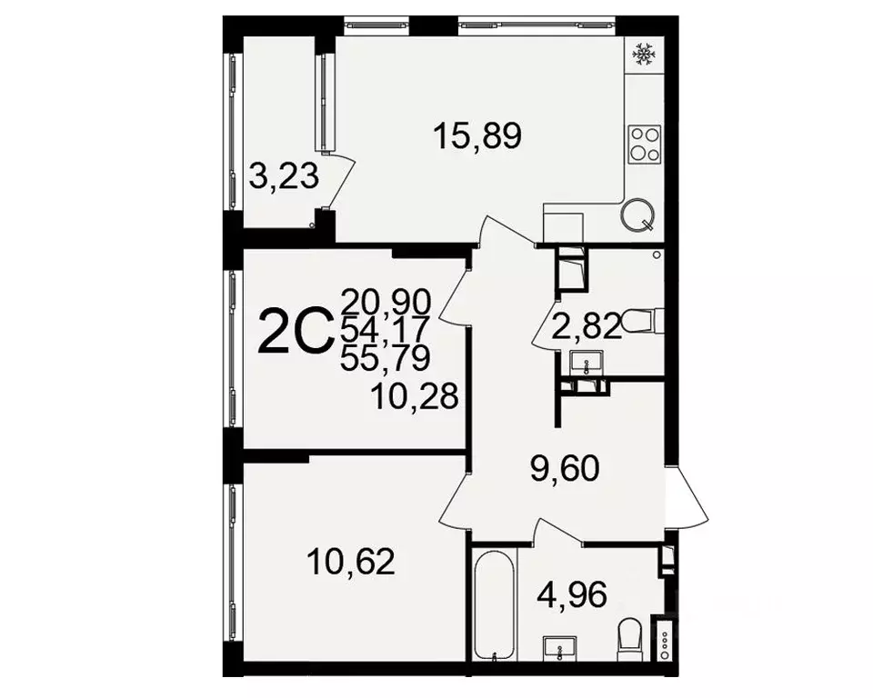 2-к кв. Тульская область, Тула  (55.79 м) - Фото 0