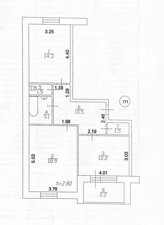 2-к. квартира, 64,2 м, 8/9 эт. - Фото 0