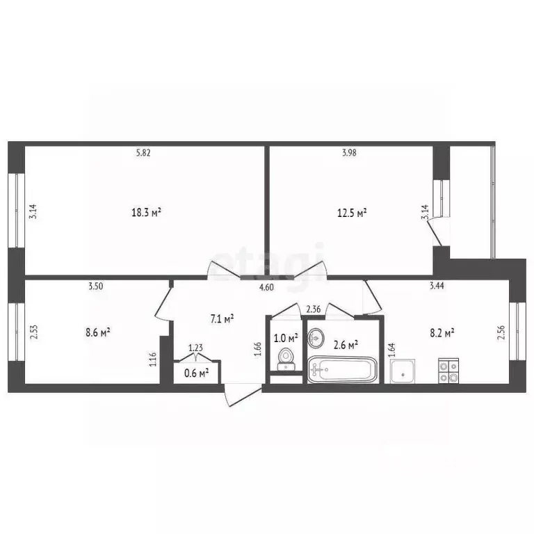 3-к кв. Архангельская область, Коряжма просп. Ленина, 41А (58.9 м) - Фото 2