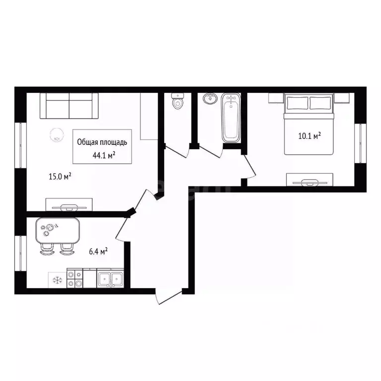 2-к кв. Новосибирская область, Бердск ул. Микрорайон, 63 (44.1 м) - Фото 2