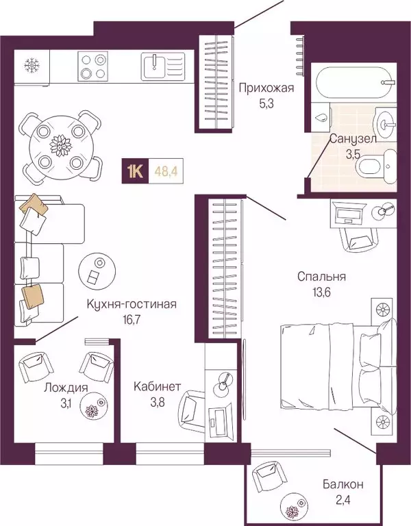 1-комнатная квартира: Нижний Новгород, ЖК Идель. Квартал на Сенной ... - Фото 1