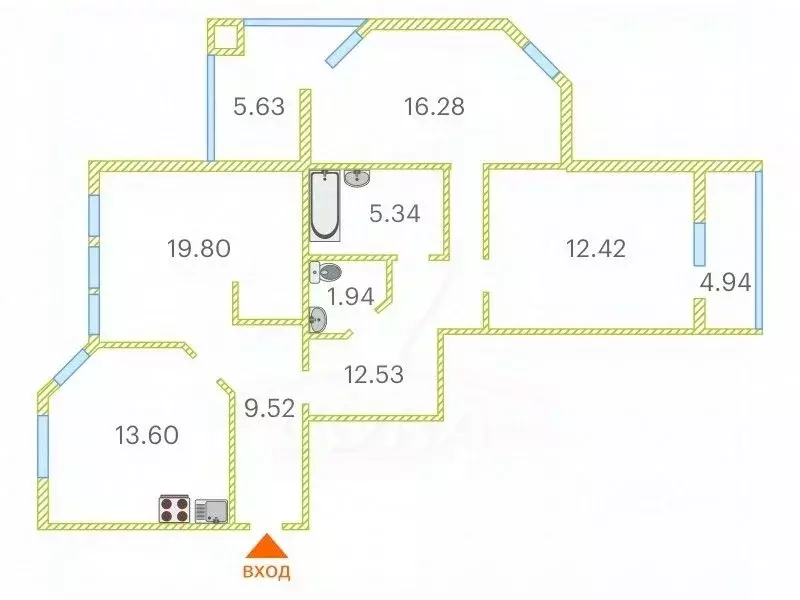 3-к кв. Тюменская область, Тюмень ул. Мельникайте, 55 (97.0 м) - Фото 1