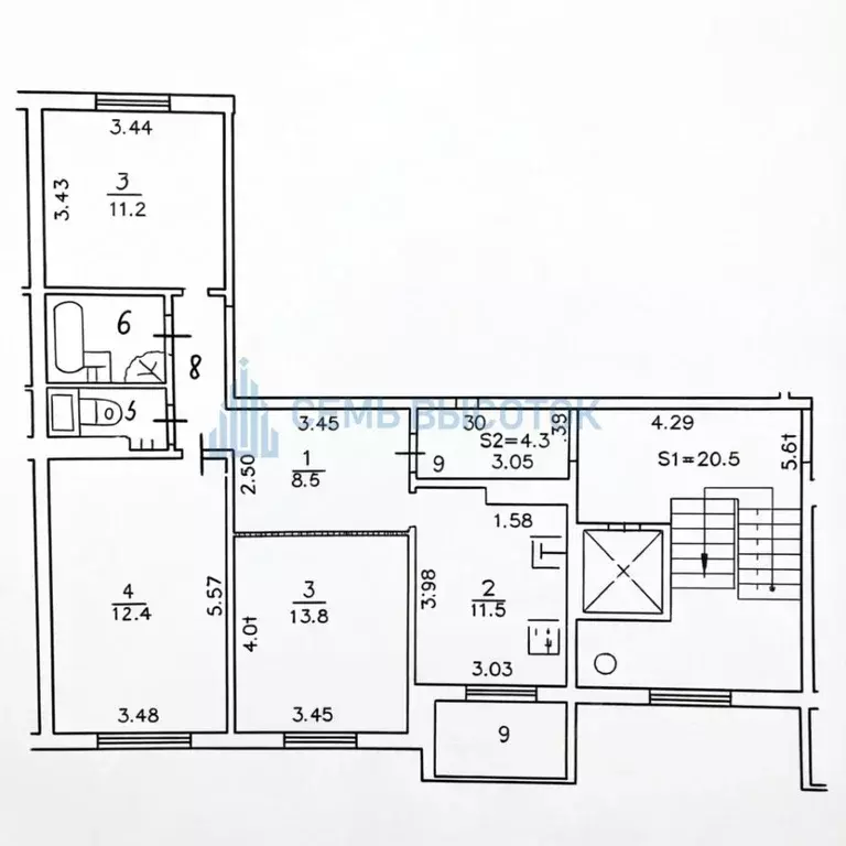 3-к кв. Московская область, Подольск Индустриальная ул., 3б (76.0 м) - Фото 2