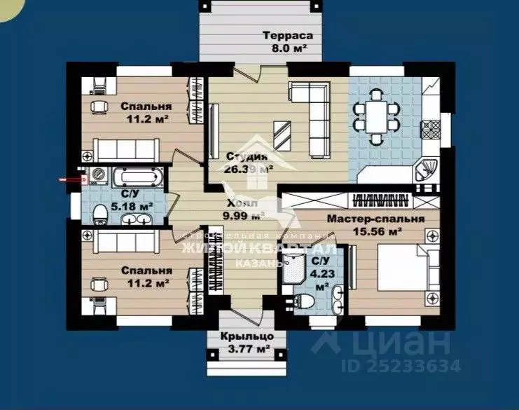 Дом в Татарстан, с. Верхний Услон ул. Мира (96 м) - Фото 2