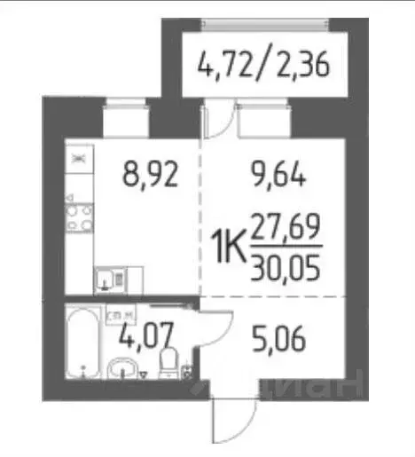 1-к кв. Томская область, Томский район, д. Кисловка, Левобережный мкр ... - Фото 1