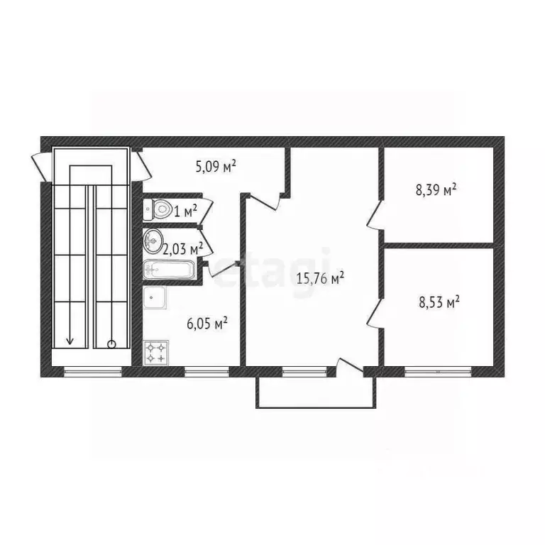 3-к кв. Белгородская область, Валуйки ул. Соколова, 1Г (46.7 м) - Фото 1