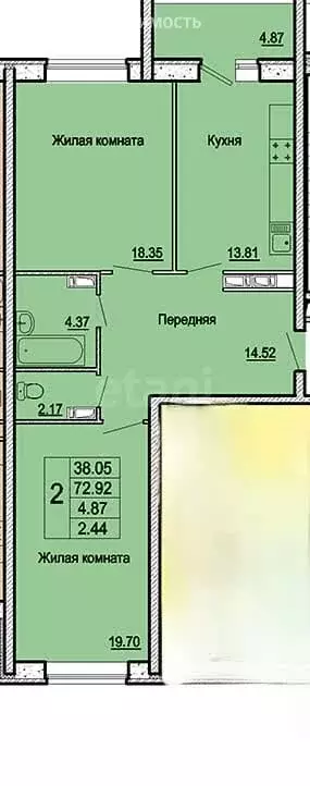 2-комнатная квартира: Орёл, улица Андрианова, 31 (72.8 м) - Фото 0