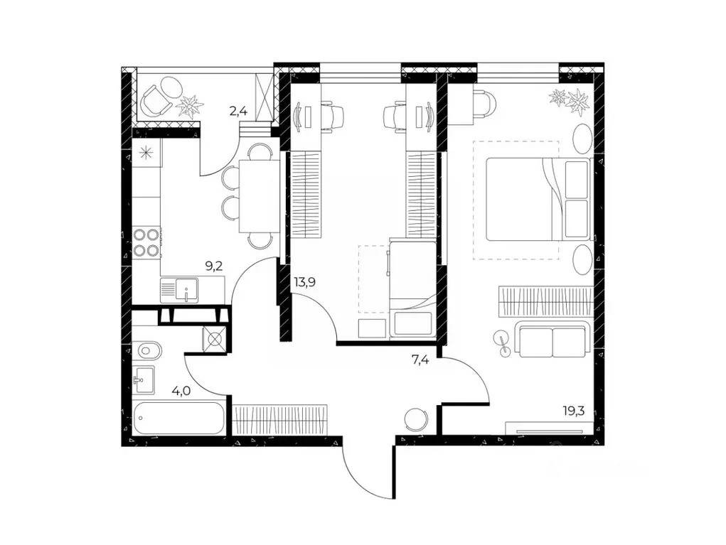 2-к кв. Ростовская область, Ростов-на-Дону Театральный просп. (55.0 м) - Фото 2