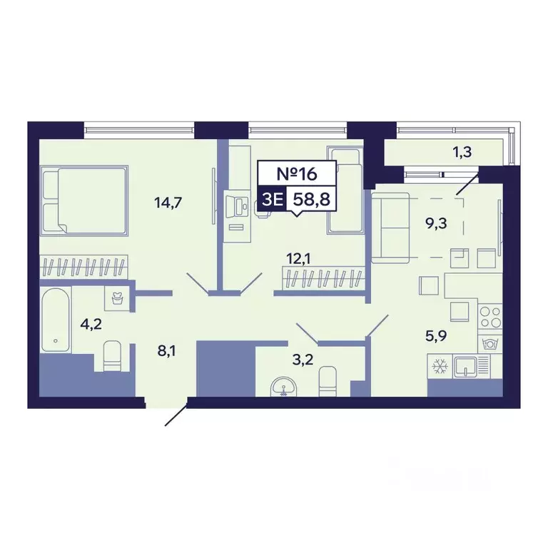 3-к кв. Саха (Якутия), Якутск ул. Новопортовская, 1А/1 (58.8 м) - Фото 1