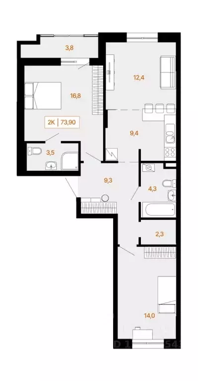 2-к кв. Ханты-Мансийский АО, Ханты-Мансийск Самаровская ул., 2А (74.3 ... - Фото 0