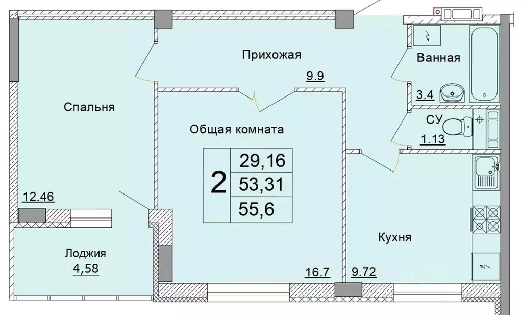 2-к кв. Белгородская область, Старый Оскол Степной мкр, 33Е (55.6 м) - Фото 0