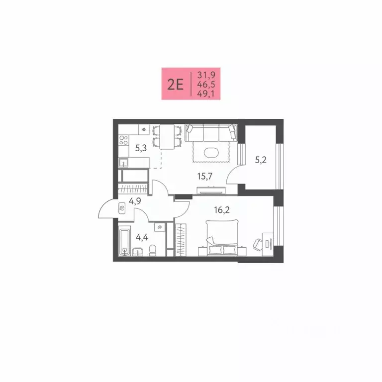 2-к кв. Пермский край, Пермь ул. Левченко, 8 (49.1 м) - Фото 1