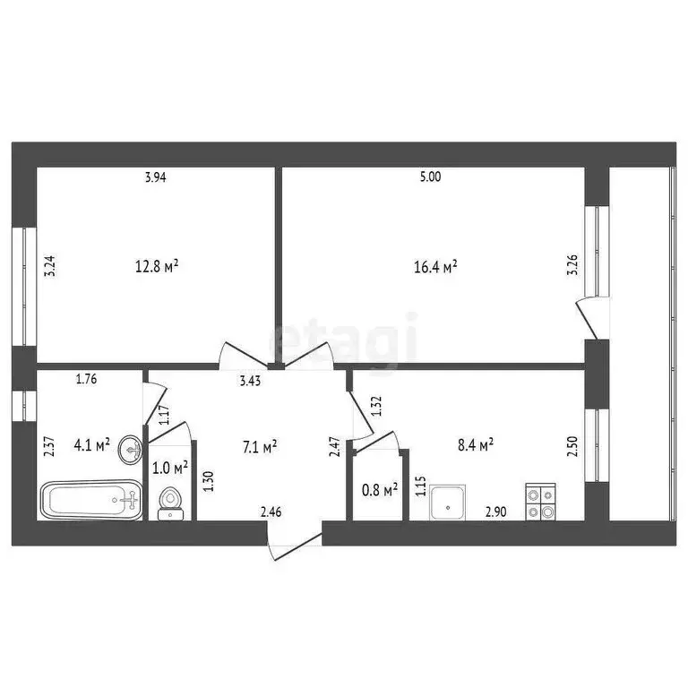 2-комнатная квартира: Майское, Майская улица, 55 (50.6 м) - Фото 1