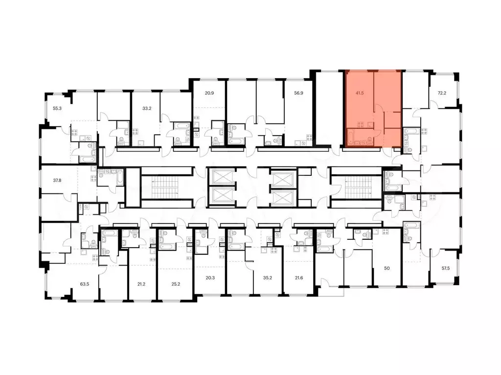 1-к. квартира, 41,5 м, 25/32 эт. - Фото 1