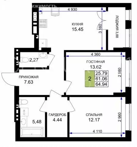 2-комнатная квартира: Гурьевск, улица Героя России Катериничева, 2к2 ... - Фото 1