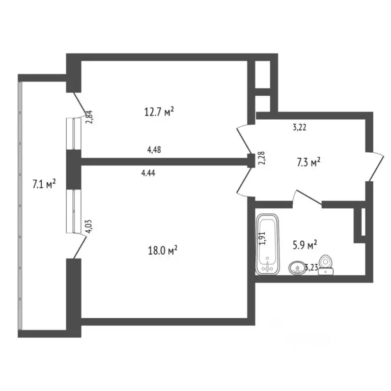 1-к кв. Тюменская область, Тюмень ул. Газовиков, 41 (44.0 м) - Фото 2