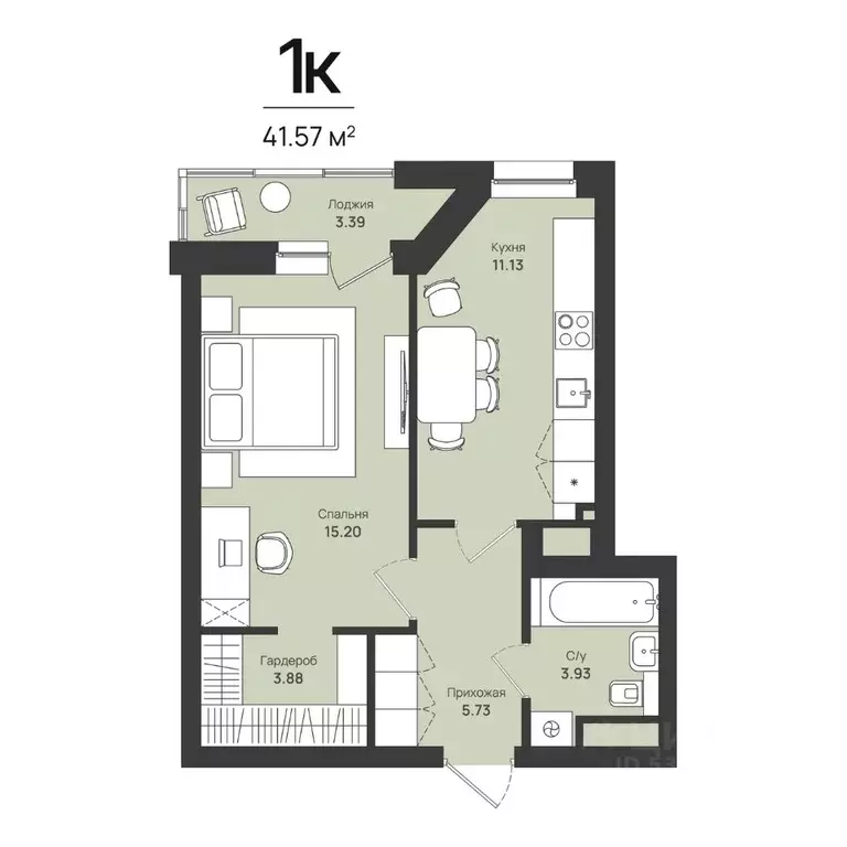 1-к кв. Пермский край, Пермь Уинская ул., 54 (41.57 м) - Фото 1