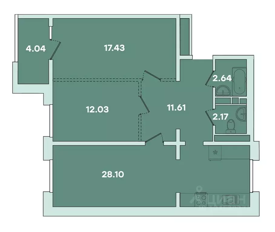 2-к кв. Иркутская область, Иркутск ул. Петрова, 16 (78.02 м) - Фото 0
