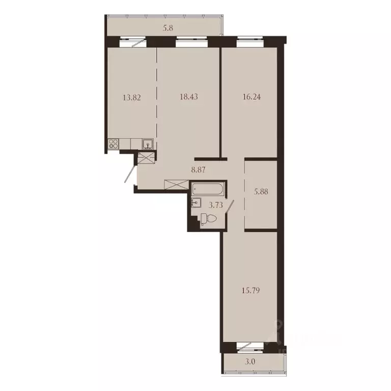 3-к кв. Иркутская область, Иркутск Советская ул., 115/1 (91.56 м) - Фото 1