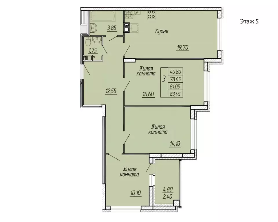3-к кв. Ивановская область, Иваново ул. Жарова, 79 (83.45 м) - Фото 0