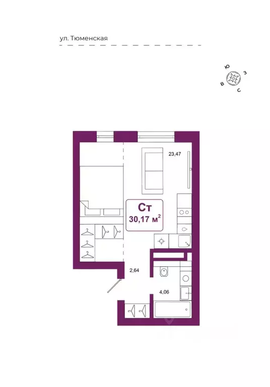 Студия Тюменская область, Тюменский район, д. Дударева Родина-2 жилой ... - Фото 1