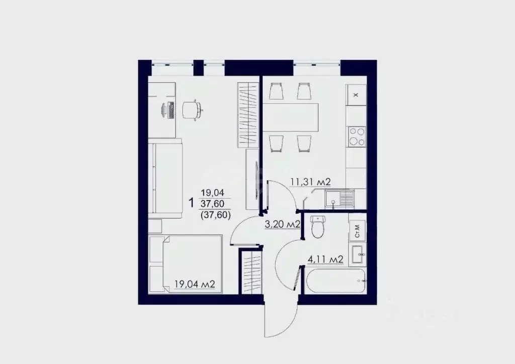 1-к кв. Оренбургская область, Оренбургский район, с. Нежинка ул. ... - Фото 2