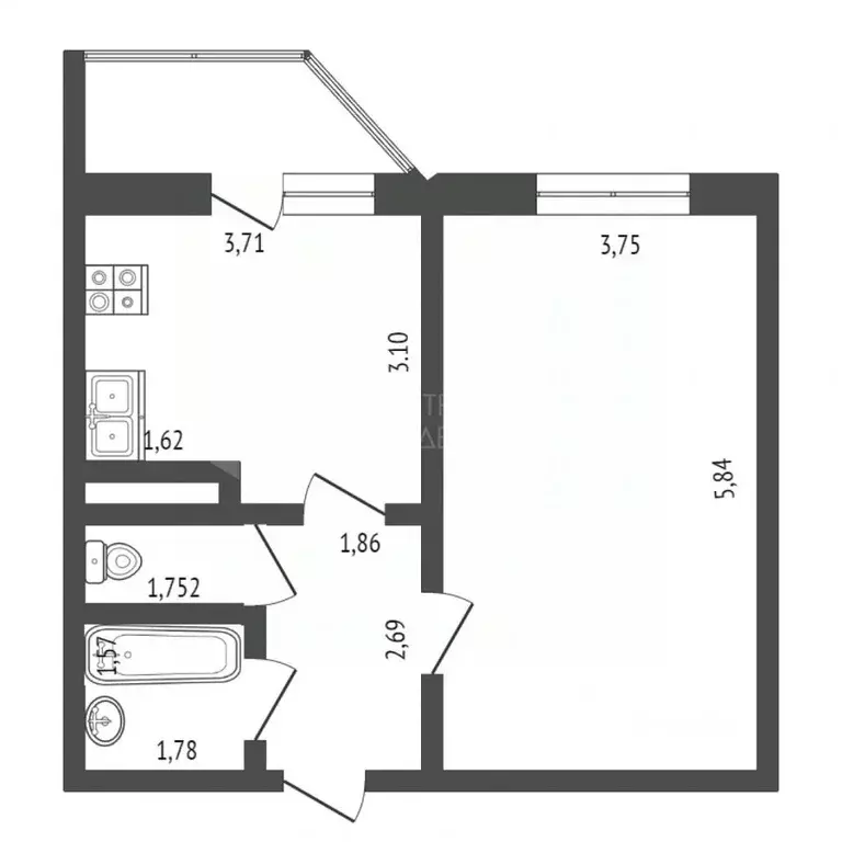 1-к кв. Тюменская область, Тюмень ул. Обдорская, 3 (41.5 м) - Фото 1