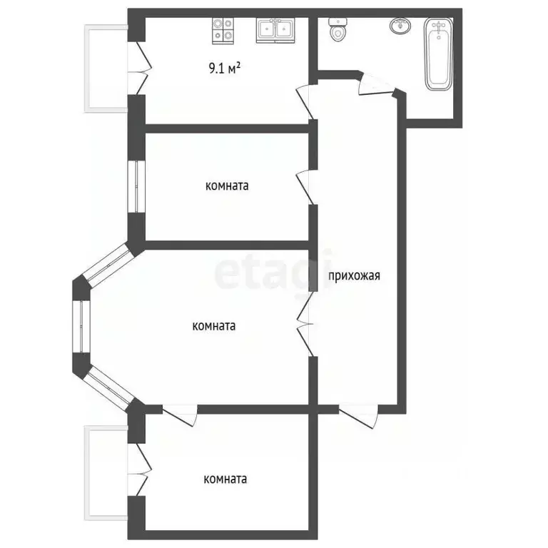 3-к кв. Владимирская область, Муром ул. Льва Толстого, 107 (70.0 м) - Фото 2
