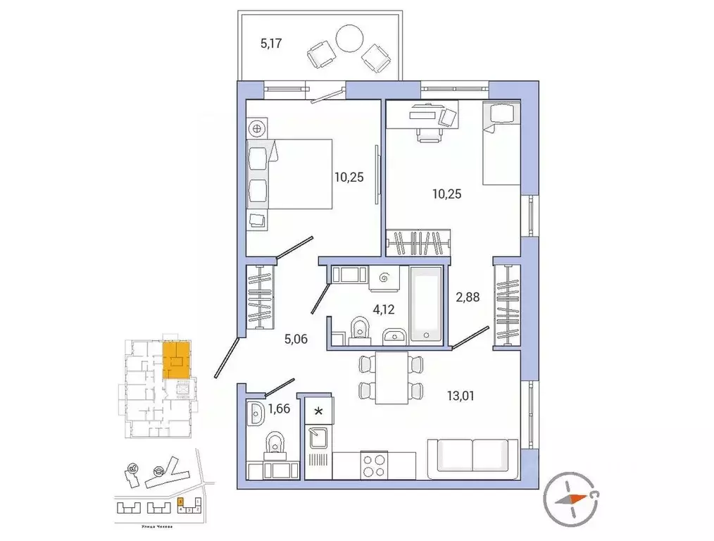 2-к кв. Ленинградская область, Гатчина ул. Чехова, 39к2 (49.3 м) - Фото 1