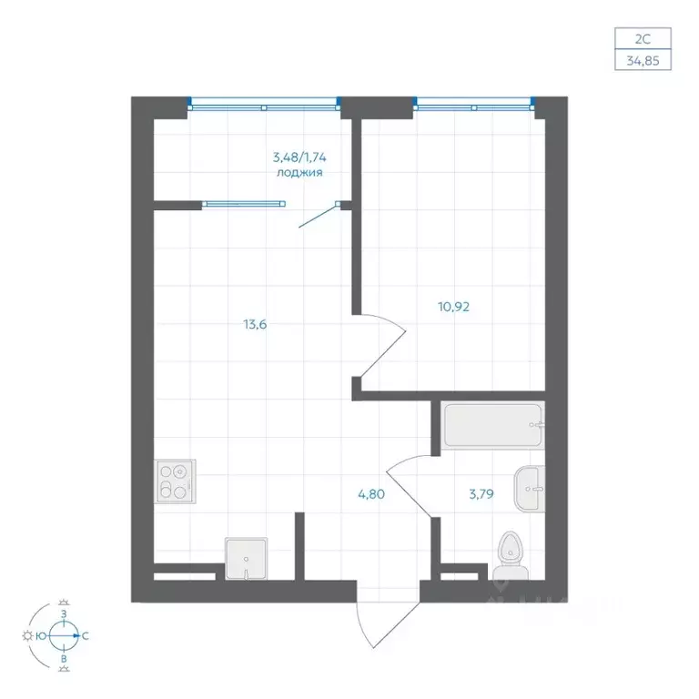 1-к кв. Челябинская область, Челябинский городской округ, пос. ... - Фото 1