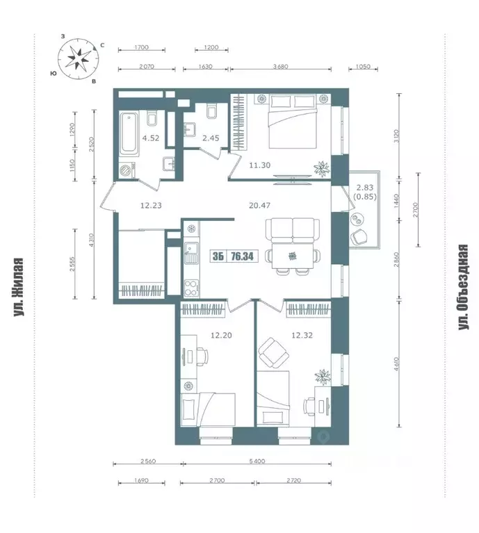 3-к кв. Ханты-Мансийский АО, Нефтеюганск 9А мкр, Прибрежный Парк жилой ... - Фото 0