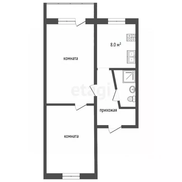 2-к кв. Вологодская область, Харовск ул. Прокатова, 60 (44.7 м) - Фото 1