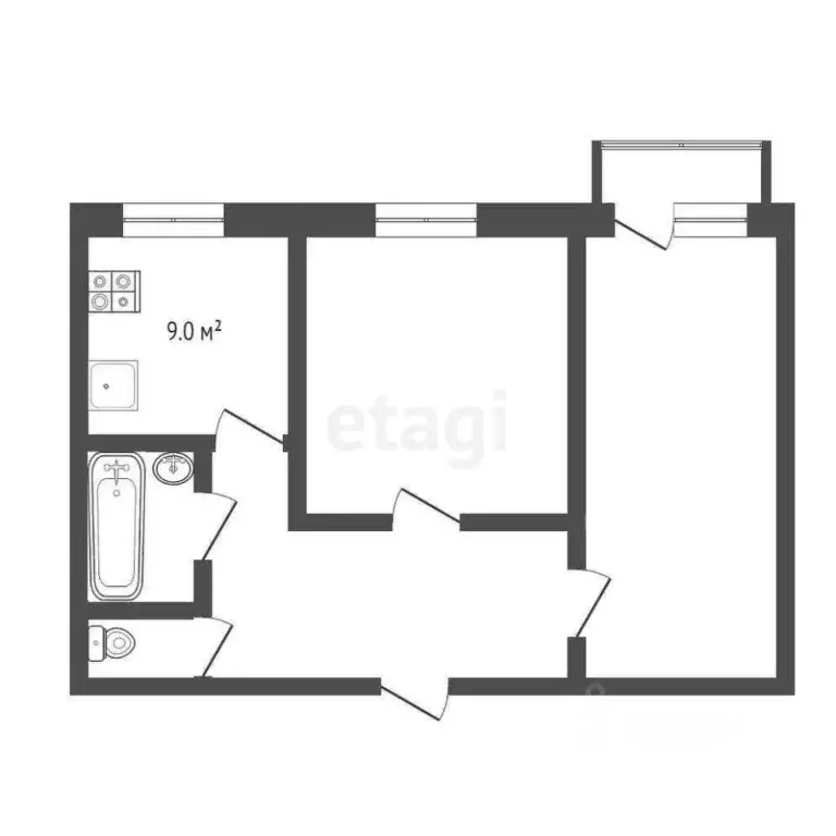 2-к кв. Коми, Усинск Молодежная ул., 26 (50.7 м) - Фото 1