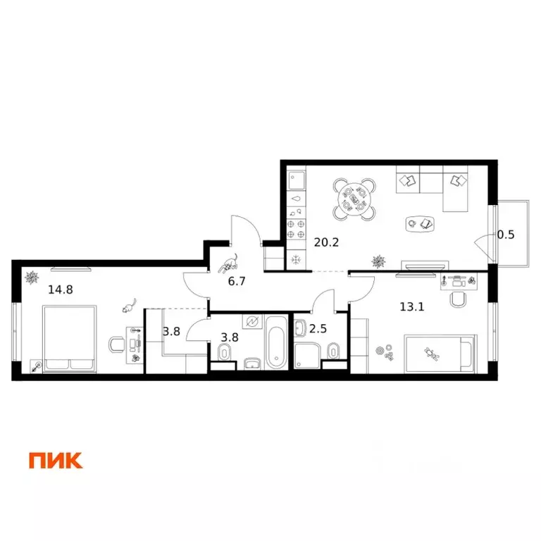 2-к кв. Москва Москворечье жилой комплекс (65.4 м) - Фото 0