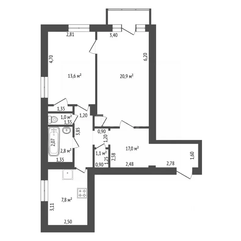 2-к кв. Башкортостан, Уфа ул. Александра Невского, 33 (65.1 м) - Фото 2