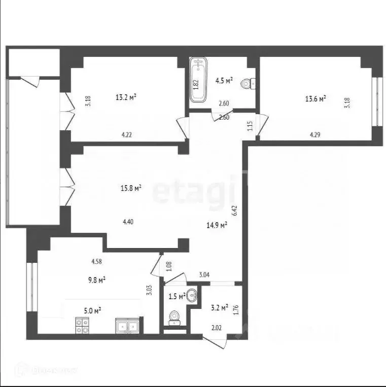 4-к кв. Челябинская область, Челябинск просп. Героя России Е.Н. ... - Фото 2