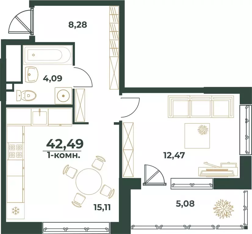 1-к кв. Башкортостан, Уфа ул. Ивана Спатара, 14 (42.49 м) - Фото 1