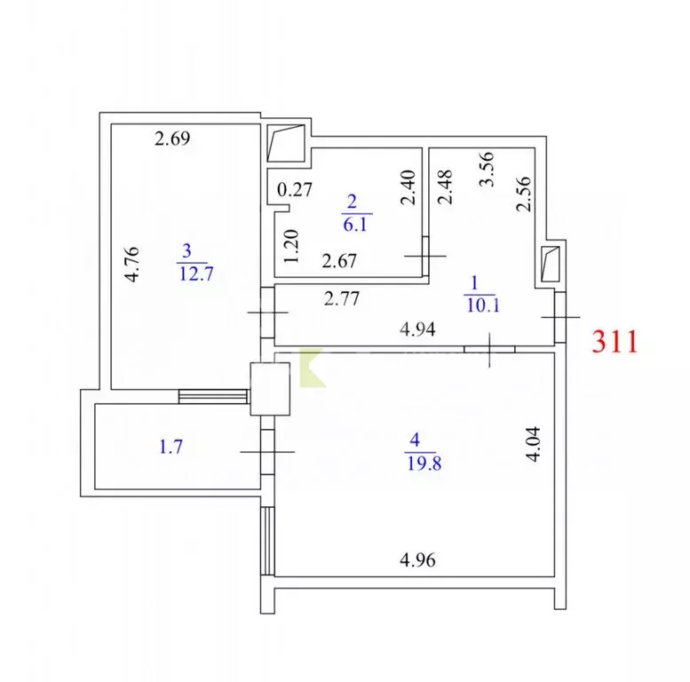 1-комнатная квартира: Самара, Гаражная улица, 7 (48.7 м) - Фото 1