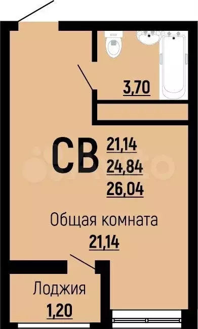 Квартира-студия, 26м, 9/24эт. - Фото 0