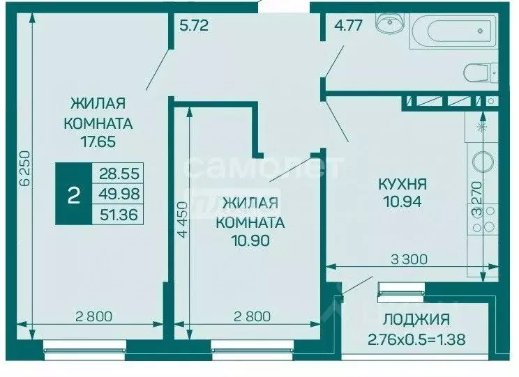 2-к кв. Краснодарский край, Краснодар ул. Скандинавская, 1к6 (54.0 м) - Фото 1