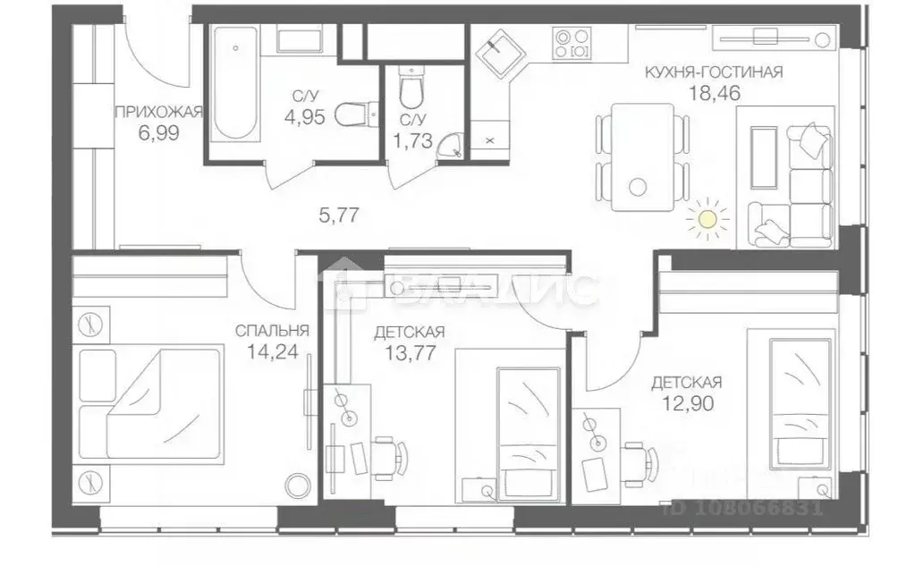 3-к кв. Москва Шмитовский проезд, 39к6 (82.0 м) - Фото 2
