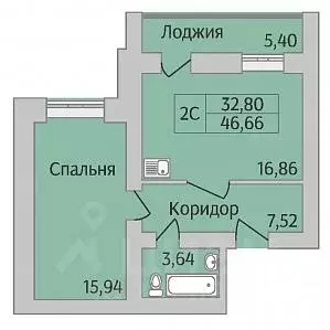 2-к кв. Новосибирская область, Новосибирск ул. Юности, 7 (46.66 м) - Фото 0