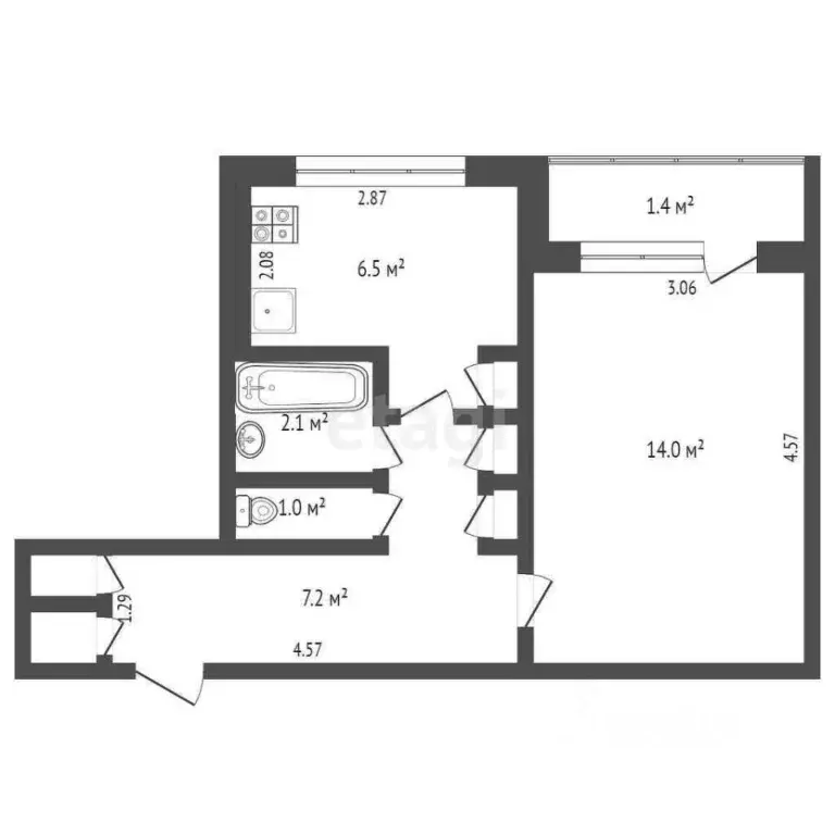 1-к кв. Мордовия, Саранск ул. Пушкина, 82 (32.7 м) - Фото 1