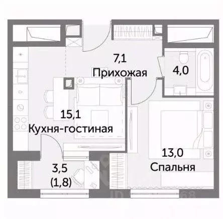 1-к кв. Москва ул. Вильгельма Пика, 1 (41.0 м) - Фото 1