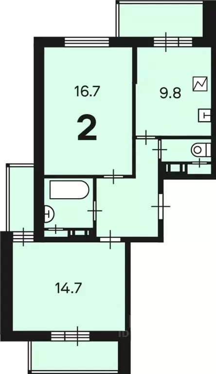 2-к кв. Москва Долгопрудная аллея, 14к1 (53.2 м) - Фото 0