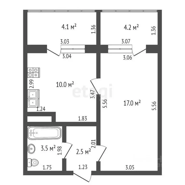 1-к кв. Башкортостан, Стерлитамак ул. Ботаническая, 2 (33.0 м) - Фото 1
